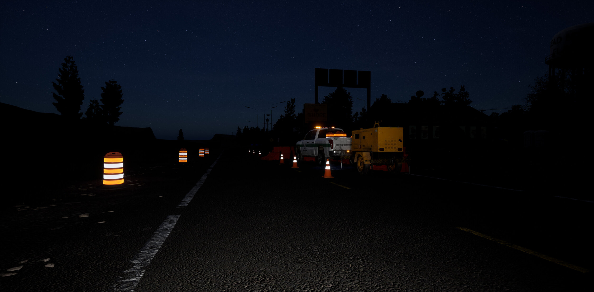 Dead Man’s Flats, at night, with a flashlight equipped.